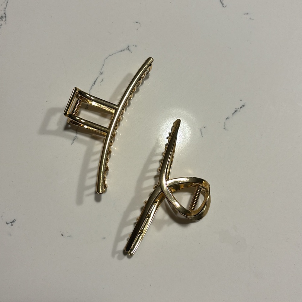 Elegant Gold Hair Clips - Pack of 2